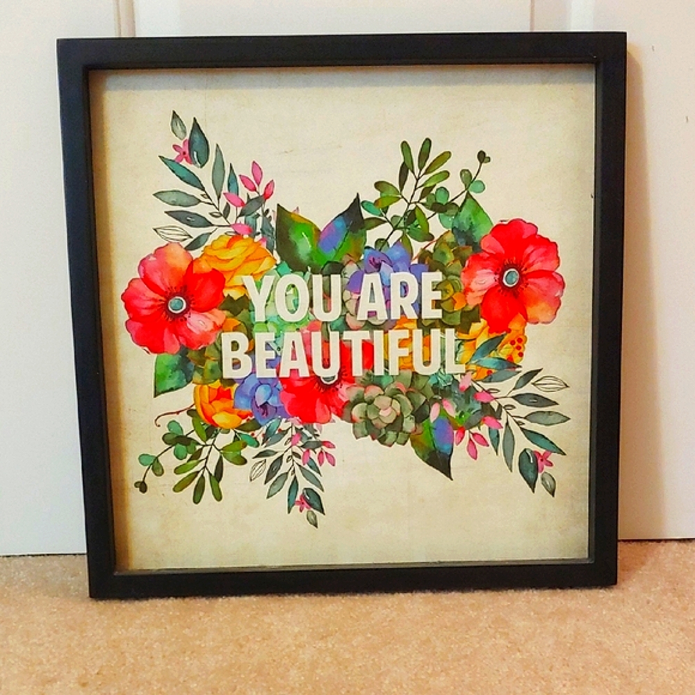 Floral 'You Are Beautiful' Wall Art